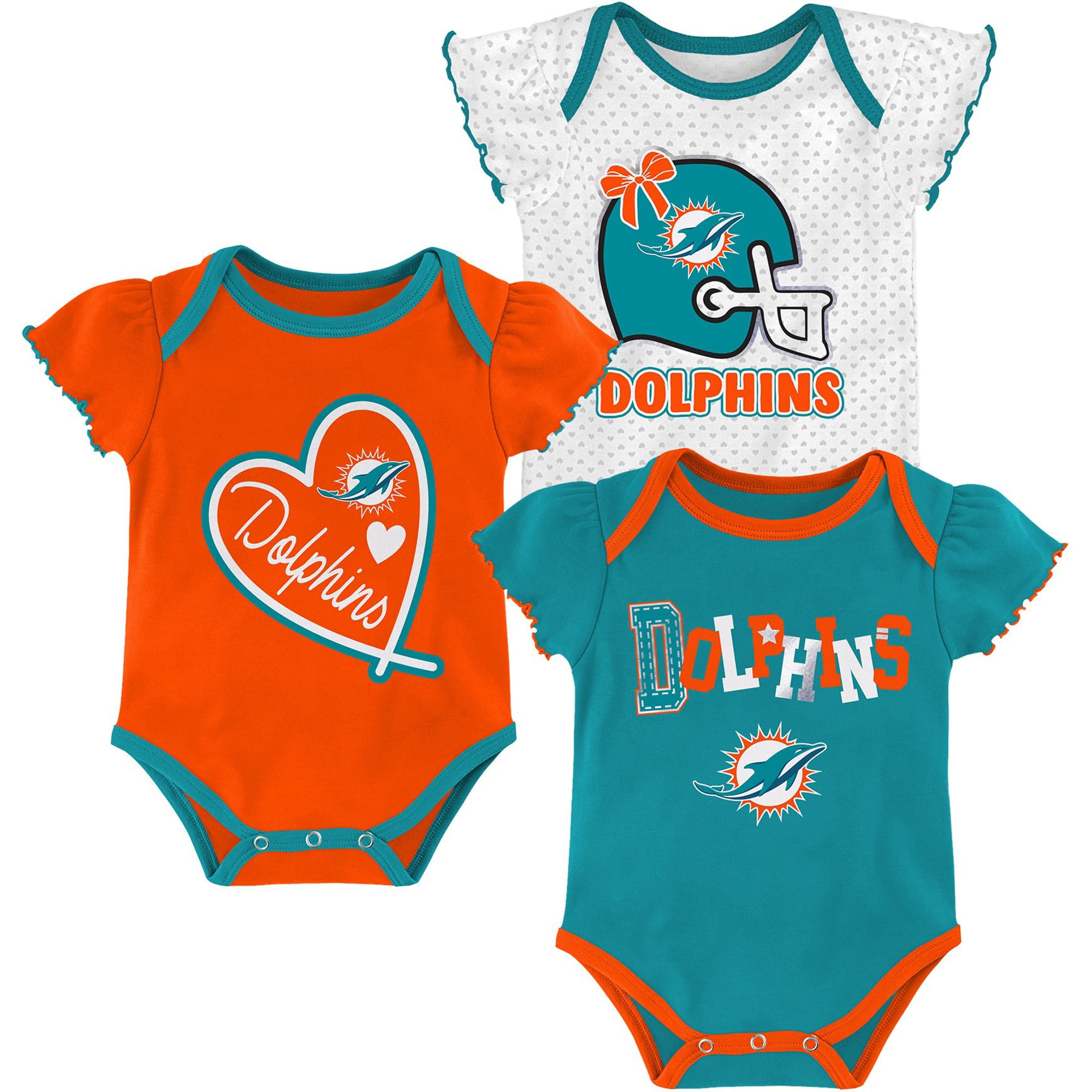 Miami Dolphins Toddler Hair Bow Set Teal or Orange
