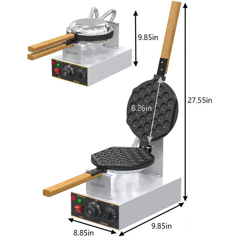 Bubble Waffle Maker- Electric Nonstick Hong Kong Egg Waffler Iron Griddle w  Ready Indicator Light- Ready in under 5 Mins w Recipe Guide- Make Homemade