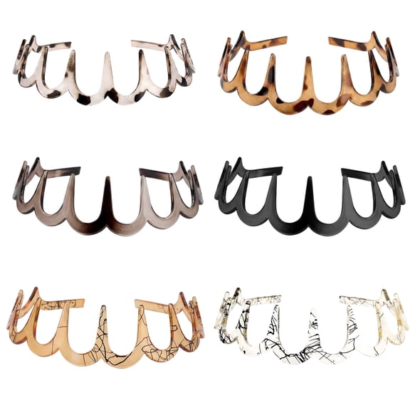6 PCS Plastic Headbands with Teeth, Non-Slip Zig Zag Hair Hoops for Women & Girls, Stylish Hair Accessories