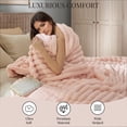 thumbnail image 3 of U by Bedsure Blankets Queen Size for Bed, Wider Striped Cute Large Fleece Throws for Girls,Pink，90x90 inches, 3 of 6