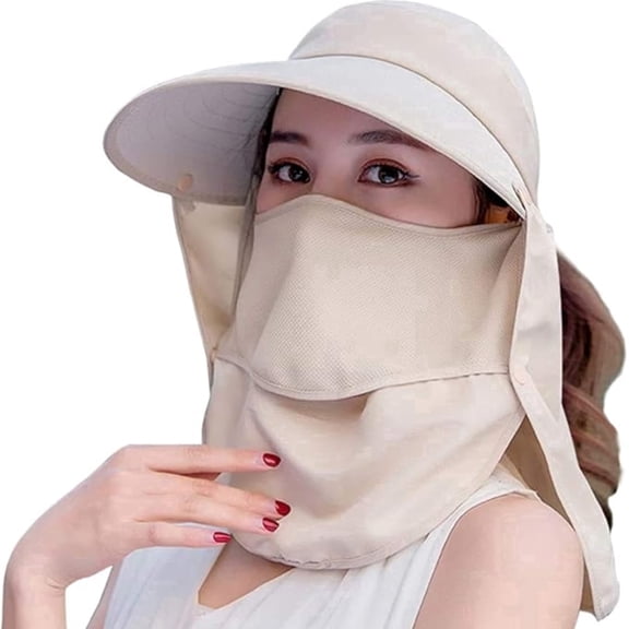 UPF 50 Wide Brim Sun Hat for Women, UV Protection Bucket Hat with Face Neck Flap for Fishing Gardening Beach