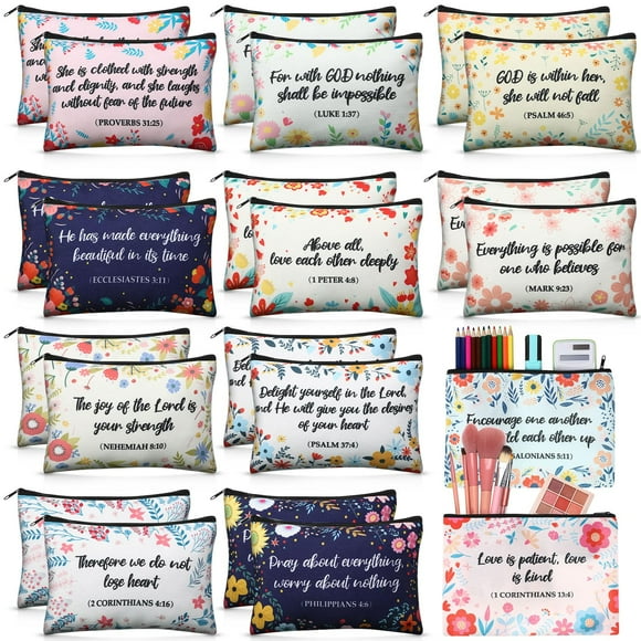 Bolsas de maquillaje Qeeenar Christian, bolsa de maquillaje Bible, 24 unidades
