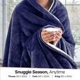 thumbnail image 3 of IR Imperial Rooms Sherpa Bed Blanket Soft Thick & Warm Fluffy Plush Winter Fleece Reversible Lightweight Throw (50x60) Navy, 3 of 8