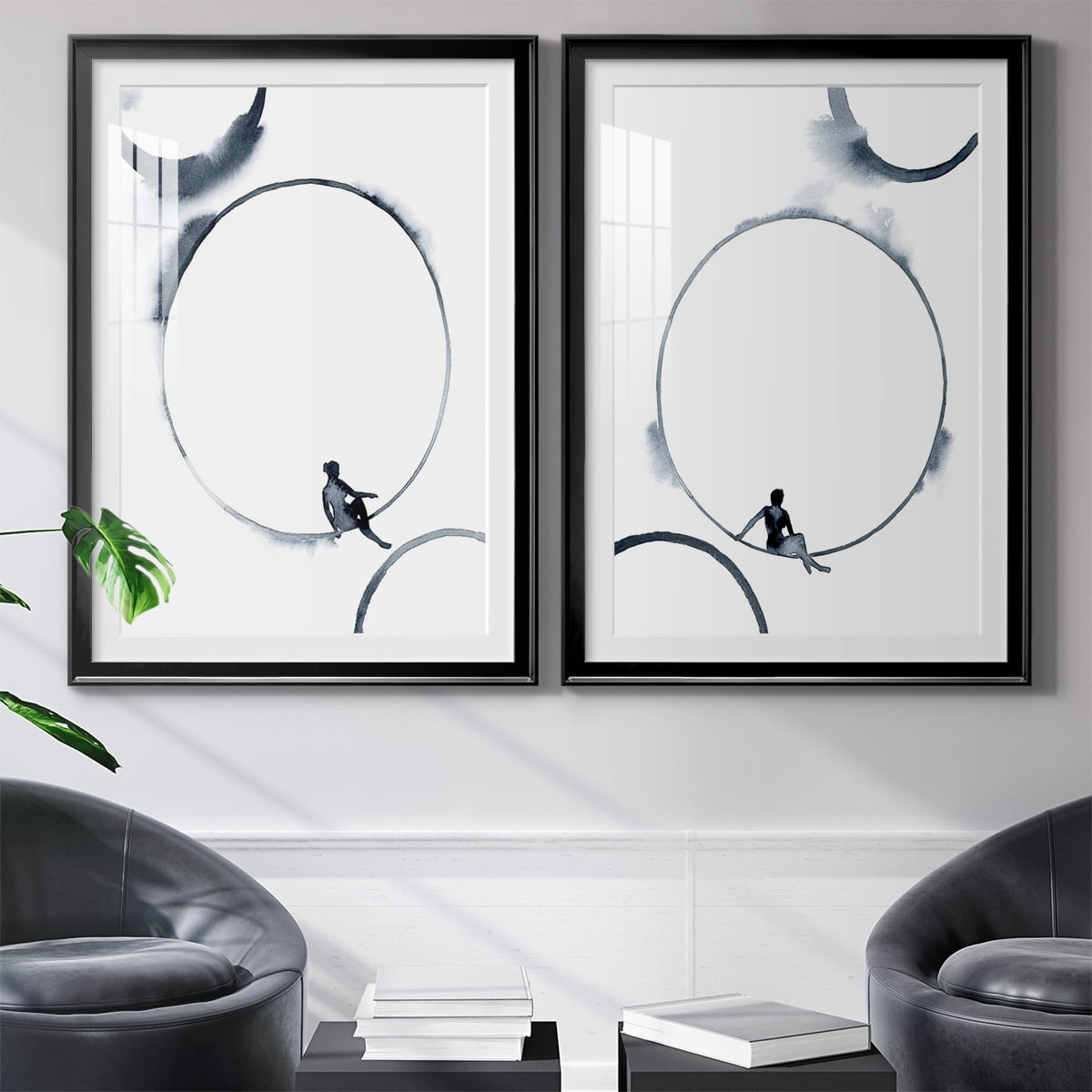 Wexford Home Woman in the Moon I Premium Framed Print, 18.5" x 24.5" - Ready to Hang, Black (Set of 2)