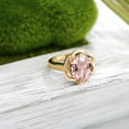 thumbnail image 4 of Gem Stone King 18K Yellow Gold Plated Silver Peach Nano Morganite Engagement Ring for Women (4.80 Cttw, Gemstone October Birthstone, Oval 12X10MM, Size 8), 4 of 5