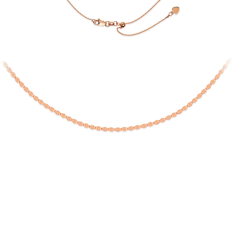 Jewelry 14k Rose Gold 2.7mm Valentino Chain Adjustable Choker Necklace 17 Inch Jewelry