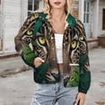 thumbnail image 3 of Jackets for Women Winter Coat Jackets Flannel Stand Collar Jacket(Leopard Hidden Jungle Foliage Eyes,Size:S-4XL), 3 of 7