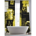 thumbnail image 5 of Modern Boho Sheer Curtains 2 Panels Set Flower Geometric Texture Yellow Black Abstract Art Sheer Window Curtains Light Filtering Rod Pocket Voile Drapes for Bedroom Living Room 52"X84", 5 of 9