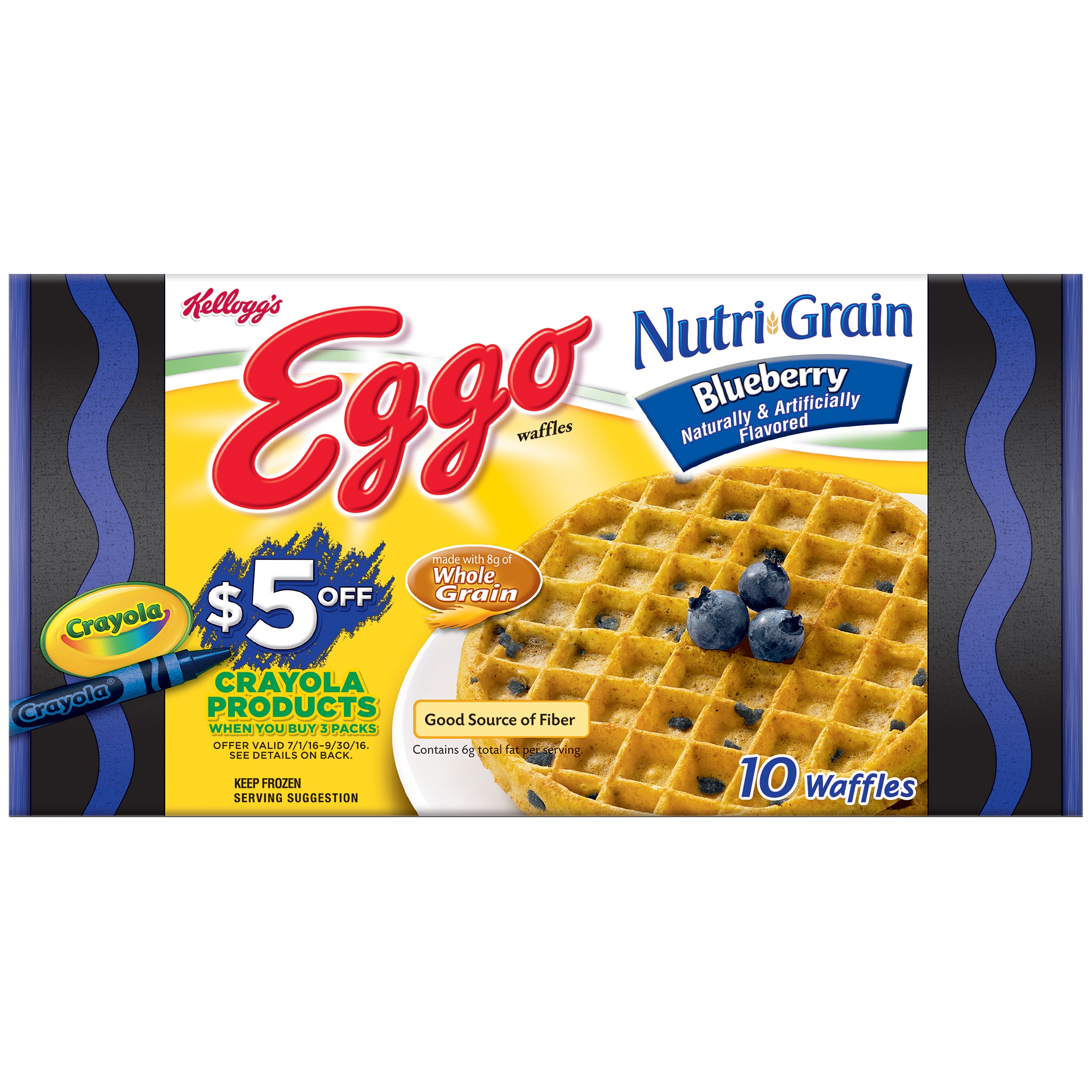 Kellogg's Blueberry Nutri-Grain Eggo Waffles 10 ct Box