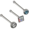 Hotsilver Body Jewelry 3 Pack - 22G Surgical Steel Crystal Nose Studs