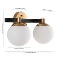 thumbnail image 4 of JONATHAN Y Modernist Globe 15.25" 2-Light Metal/Frosted Glass Modern Contemporary LED Vanity, Brass Gold/Black, 4 of 10