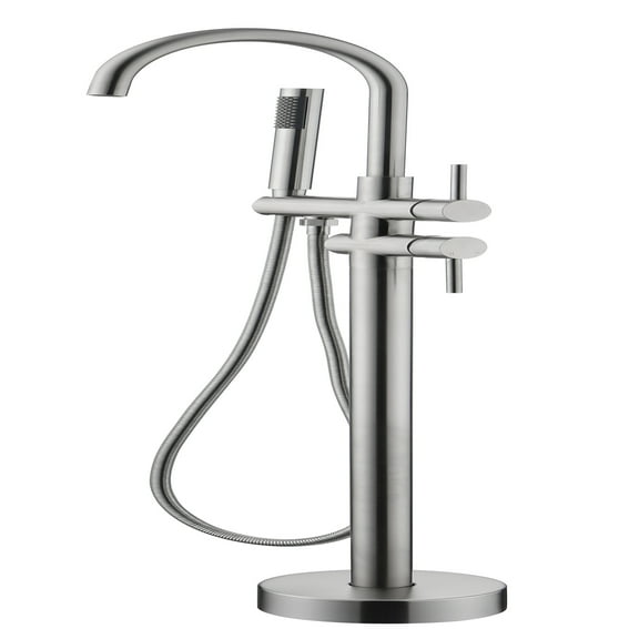 Cfowner Freestanding Bathtub Faucet, Mount Bathroom Faucets with Handheld Shower, Swivel Spout, Brushed Nickel