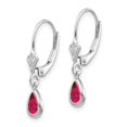 thumbnail image 2 of 14k White Gold 6x4mm July/Ruby Earrings, 2 of 3