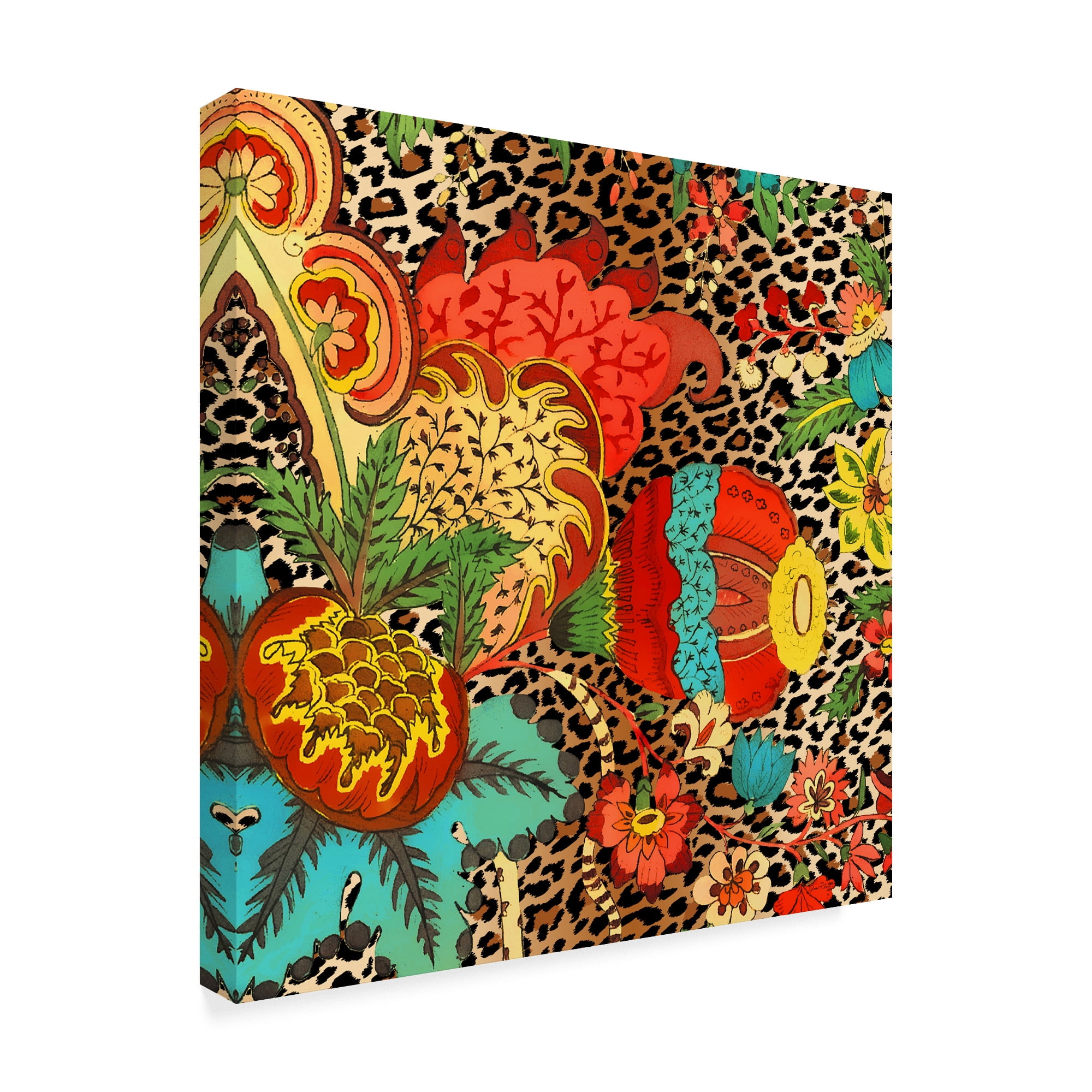 Trademark Fine Art 'Floral Leopard 2' Canvas Art by Jean Plout