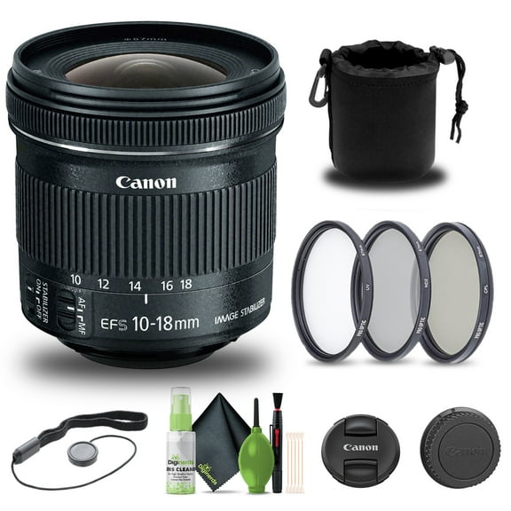 Restored Canon EF-S 10-18mm f/4.5-5.6 IS STM Lens (9519B002)   Filter Kit   More(Refurbished)