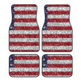 thumbnail image 1 of Honeii America Flag Glitter Print Car Foot Mat Four-Piece Set - Front & Rear Universal Car Floor Mats for SUVs, Trucks, Sedans, 1 of 7