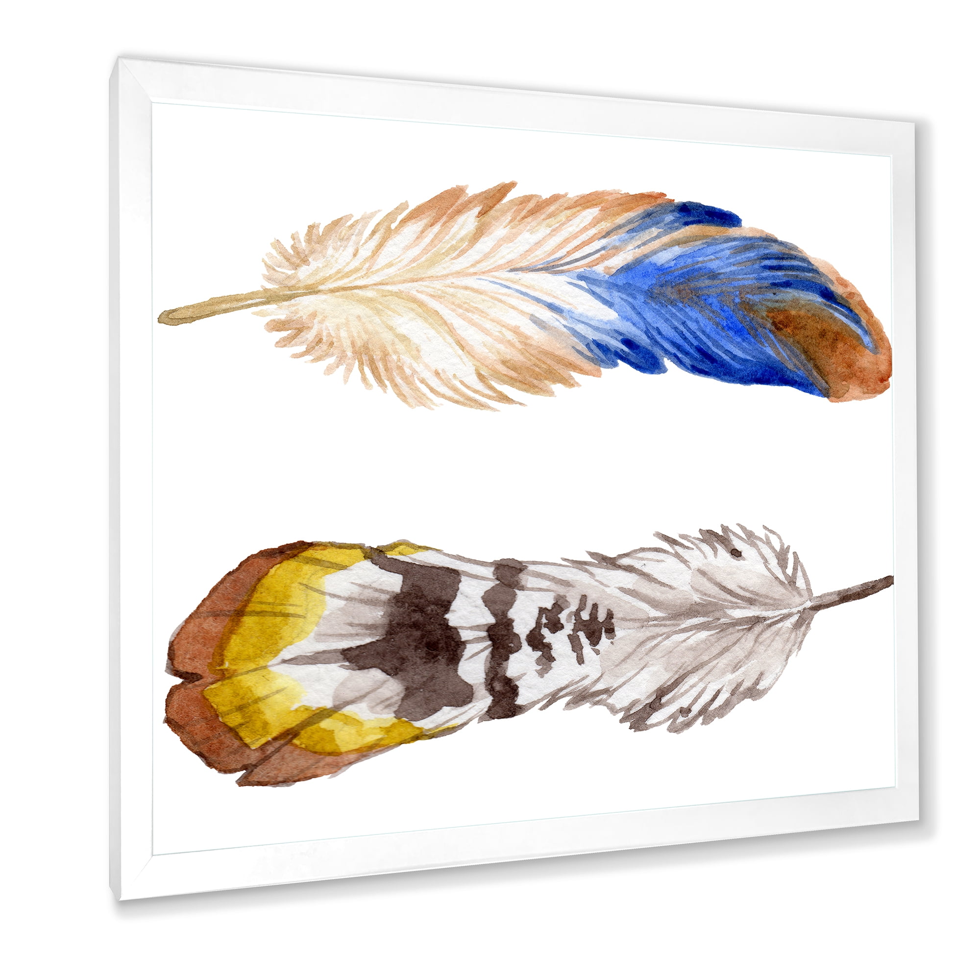 Designart 'Colourful Boho Art Feather Set III' Bohemian & Eclectic Framed Art Print