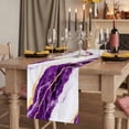 thumbnail image 2 of Marble Purple 108 Inch Table Runner, Gold Foil Ceramic Style Cracks Scratches Farmhouse Dresser Scarf Cotton & Linen Tablerunner for Dining/Kitchen Island/Holiday Party Décor 13" x 108", 2 of 9