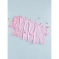 thumbnail image 3 of BemeyourBBs Newborn Baby Girl Pink One Piece Swimsuit Infant Girl Bathing Suit Flower Print Rash Guard Long Sleeve Zipper Ruffle Swimwear Summer Pool Beachwear, 3 of 9