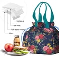 thumbnail image 4 of Pioneer Flower Floral Print Pattern Drawstring Lunch Bag Women - Drawstring Lunch Bag Insulated for Work Office - Stain-Resistant Large Lunchbags for Women with Multi-Pockets, 4 of 6