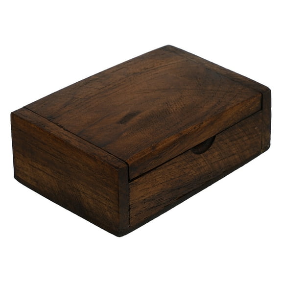 Toyvian 1Pc Wood Index Card Holder Storage Box for Home Office Desktop