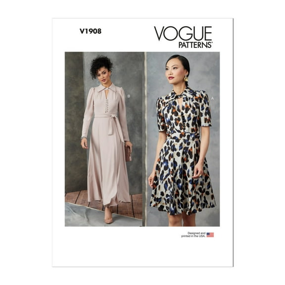 Vogue Sewing Pattern 1908 - Misses' Dress, Size: A (8-10-12-14-16-18-20-22-24-26-28)