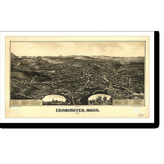 Historic Print, MA Leominster 1886, 16" x 20"