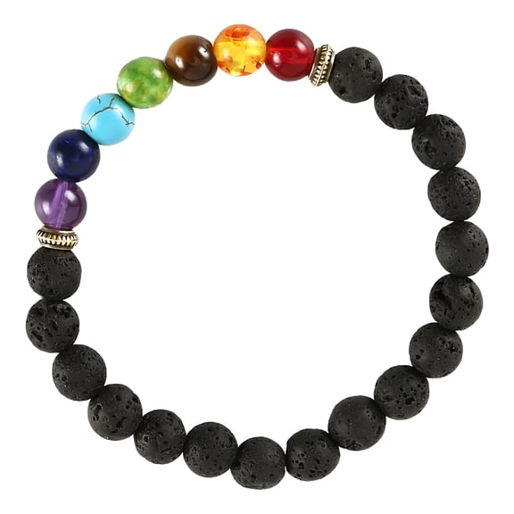 DESIGNICE 7 Chakra Bracelet Crystal Stone Lava Healing Balance Beads Reiki Buddha Anxiety
