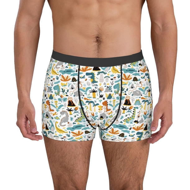 Fotbe Cartoon Dinosaur Calzoncillos Tipo Boxer con Bolsa de Soporte Total para Hombre, X-Temp Fresco, Transpirable y de Secado Rápido-Medium
