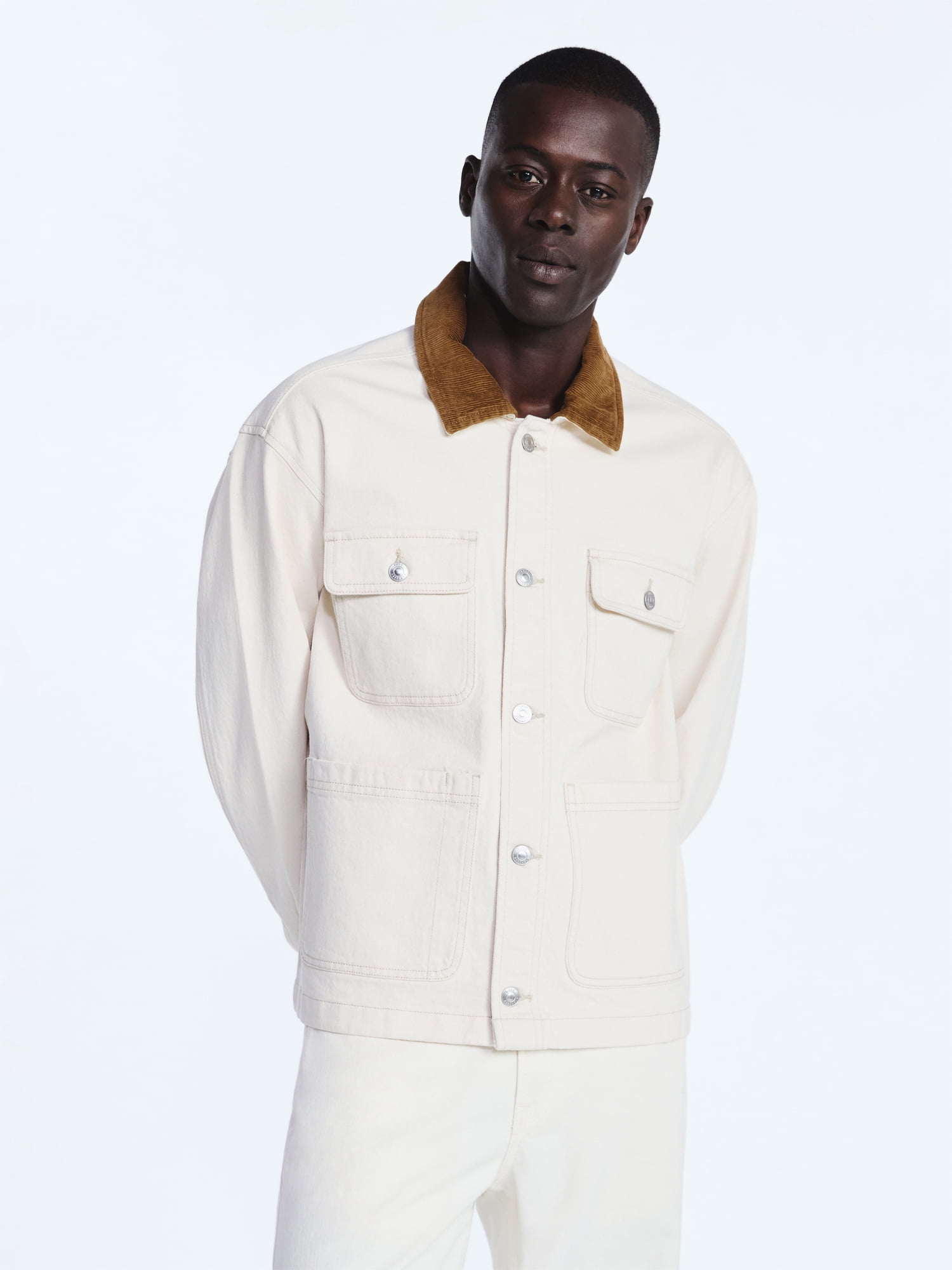 Free Assembly Men's Chore Jacket with Long Sleeves, Sizes S-3XL
