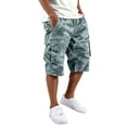 thumbnail image 2 of Resicozy Camo Cargo Shorts for Men Drawstring Elastic Waist Cargo Bottoms Relaxed Fit Knee Length Casual Outdoor Pant with Pockets Light Blue S, 2 of 8