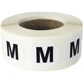 thumbnail image 1 of White Circle M Clothing Stickers | 0.75" Inch Round | 500 Pack, 1 of 1