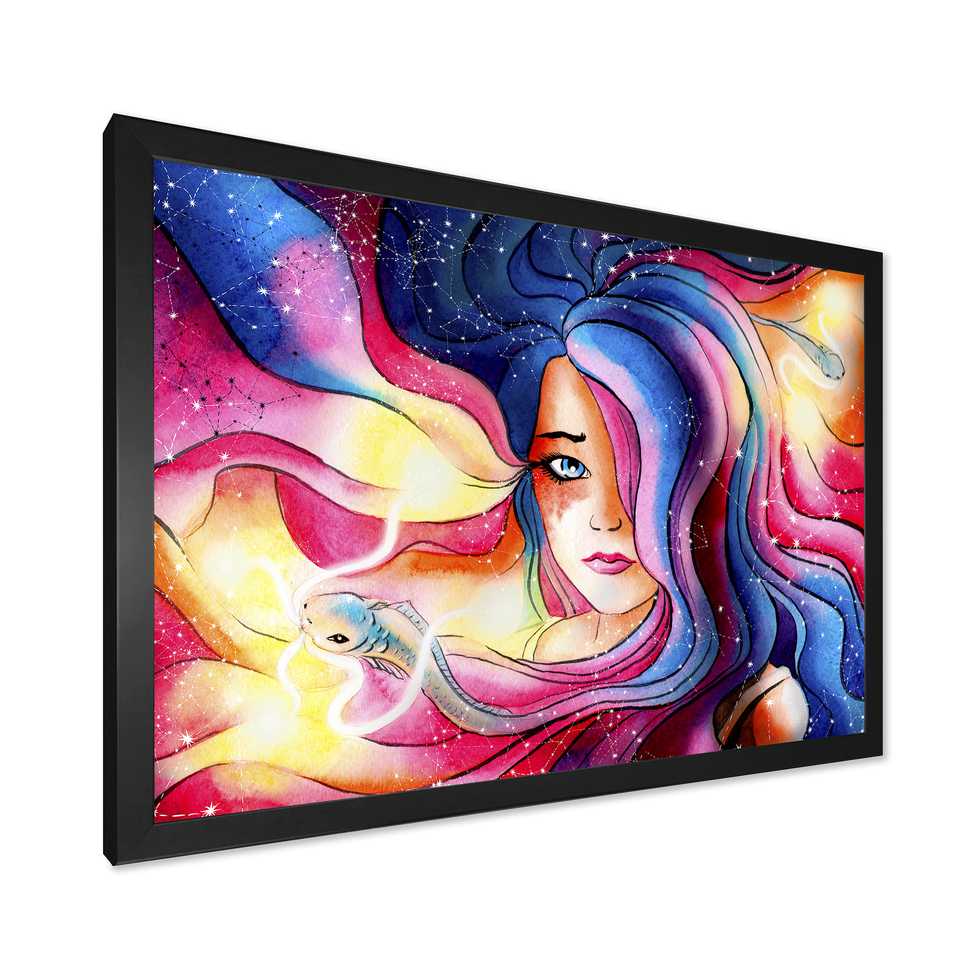 Designart 'The Girl Portrait With The Glowing Hair' Modern Framed Art Print