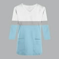 thumbnail image 3 of Aofany Women's Working Uniform Nursing Uniform Scrubs Top Womens Top With Two Pockets Color Block 3/4 Sleeve V-neck Blouse, 3 of 4