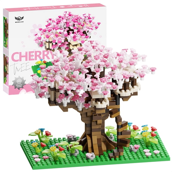 Cherry Blossom Bonsai Tree Micro Building Set, 628 Pieces Flowers Tree House Model Block Gift Sets