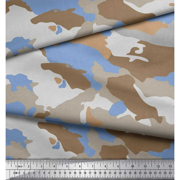 Soimoi polyester Crepe Fabric Two Tone With Grey Camouflage Decor Fabric Printed Yard 52 Inch Wide