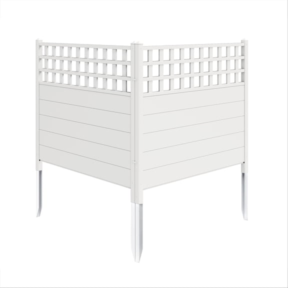 Uforic 48" x 48" Air Conditioner Privacy Screen, Outdoor Trash Can Enclosure with Metal Stakes, Pool Enclosure,2 Panels, White