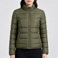 thumbnail image 2 of Smsaxvxz Women's Puffer Jacket Casual Quilted Packable Lightweight Zip Up Coats Long Sleeve Windproof Winter Warm Outerwear Army Green L, 2 of 6