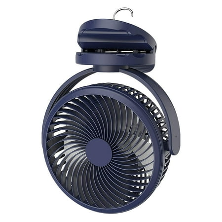 

Portable Desk Fan Night Light 360 Degree Rotation Clip on Fan Blue