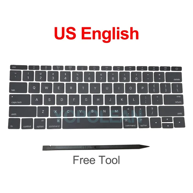 New Keycaps US UK Spain French Russian For Macbook Pro Retina 13" A1708 Keyboard Keys Replacement key cap 2016 2017 US English