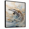 thumbnail image 2 of Designart "Beige And Gold Delightful Dolphins" Animals Dolphin Floater Framed Canvas Art Print, 2 of 5