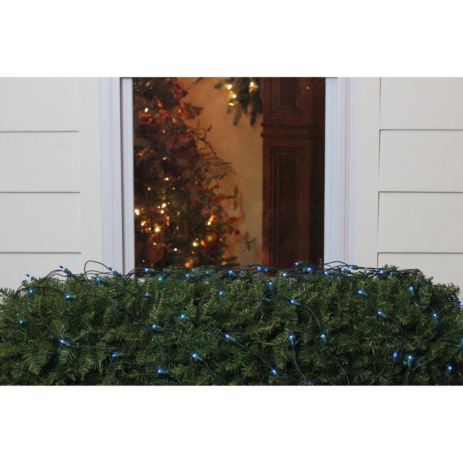 4' x 6' Blue Mini Net Style Christmas Lights - Green Wire