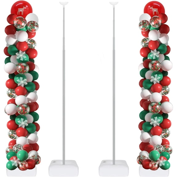 2 Set Balloon Column Stand Kit for Floor,  2025  Balloon Tower Stand Kit with Heavy Base, Adjustable Metal Balloon Stand for Party Decoration