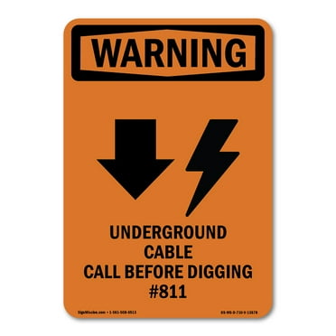 OSHA WARNING Sign - Underground Cable With Symbol | Decal | Protect Your Business, Construction Site, Warehouse & Shop Area | Made in the USA