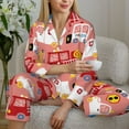 thumbnail image 6 of Pofeuu Cartoon with Traffic Elements Print Womens Pajamas Set Long Sleeve Sleepwear Button Down Nightwear Soft Pj Lounge Sets Button Down Pajamas Women-, 6 of 7