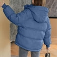 thumbnail image 4 of Qunyiney Puffer Women Jacket Blue Casual Solid Zip Up Mid Weight Jacket Long Sleeve Short with Pocket Button Loose Hooded Jacket, 4 of 4