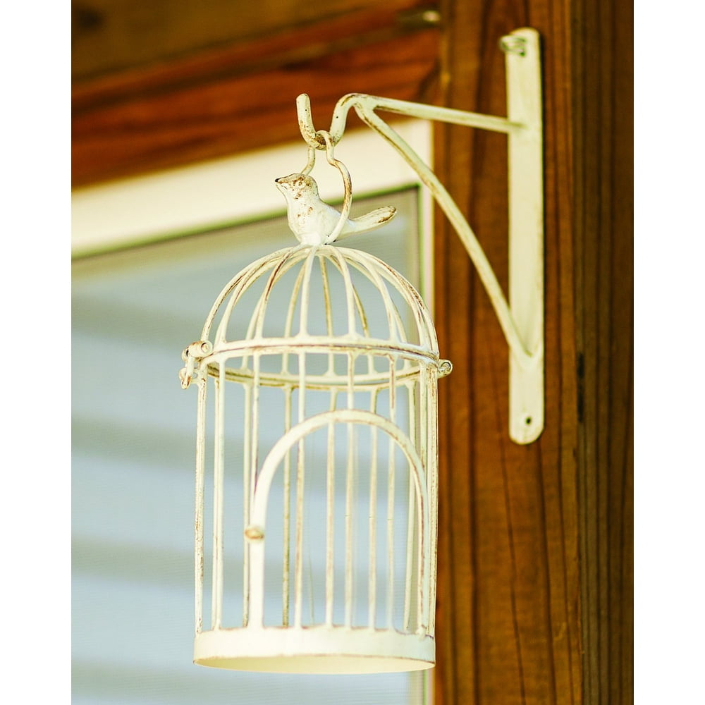 WALL HANGING BIRD CAGE ANTIQUE WHIT