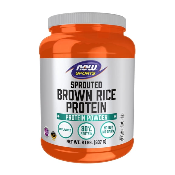 NOW Sports Nutrition, Sprouted Brown Rice Protein, 80% Protein, Unflavored Powder, 2-Pound