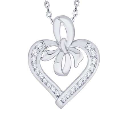 KATARINA Diamond Heart Pendant Necklace in 10K White Gold (1/3 cttw, G-H, I2-I3)