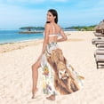 thumbnail image 6 of FORMRS Womens Long Sarong Beach Wrap Semi-Sheer Bikini Skirt Bathing Swimsuit Cover Up, Floral Cow, 6 of 7